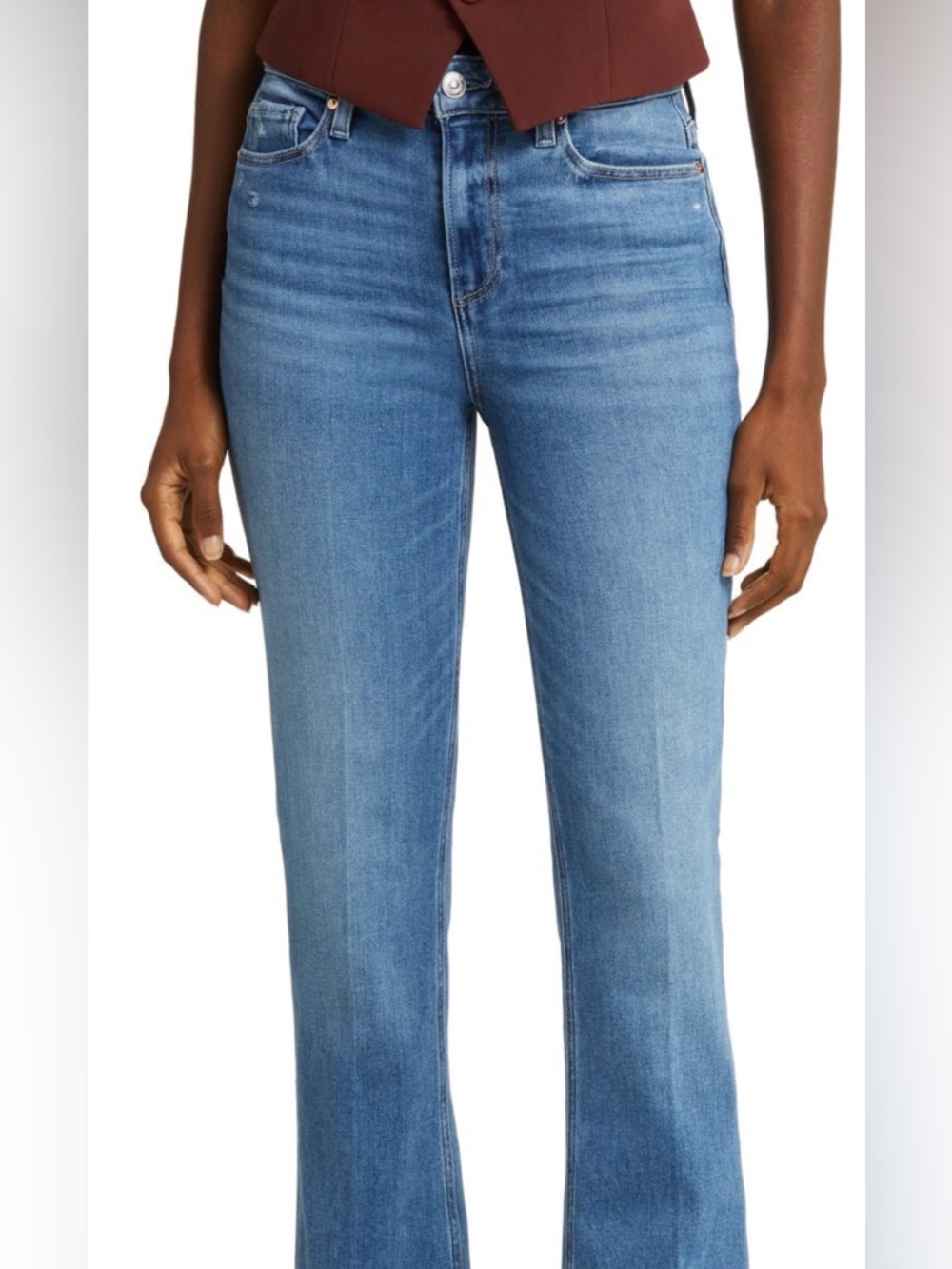 PAIGE Light Blue High-Rise Wide Leg Jeans